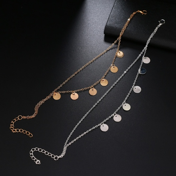 5 for $25 Double Layered Coin Charm Anklet - Picture 8 of 8